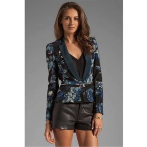 Rebecca Taylor Black and Blue Floral Blazer
